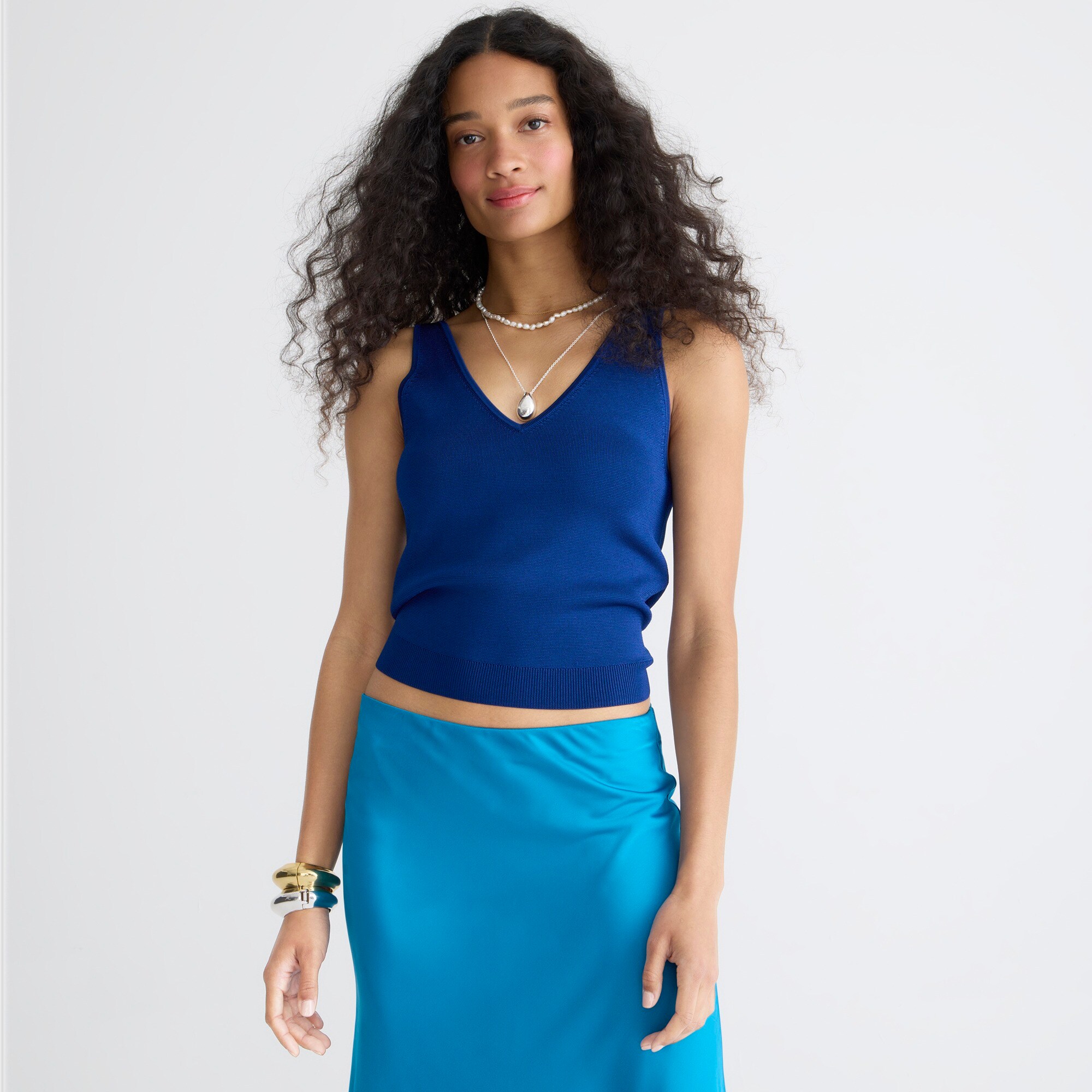 J.Crew Fitted Vneck Sweatertank In Soft Rayon Blend For Women