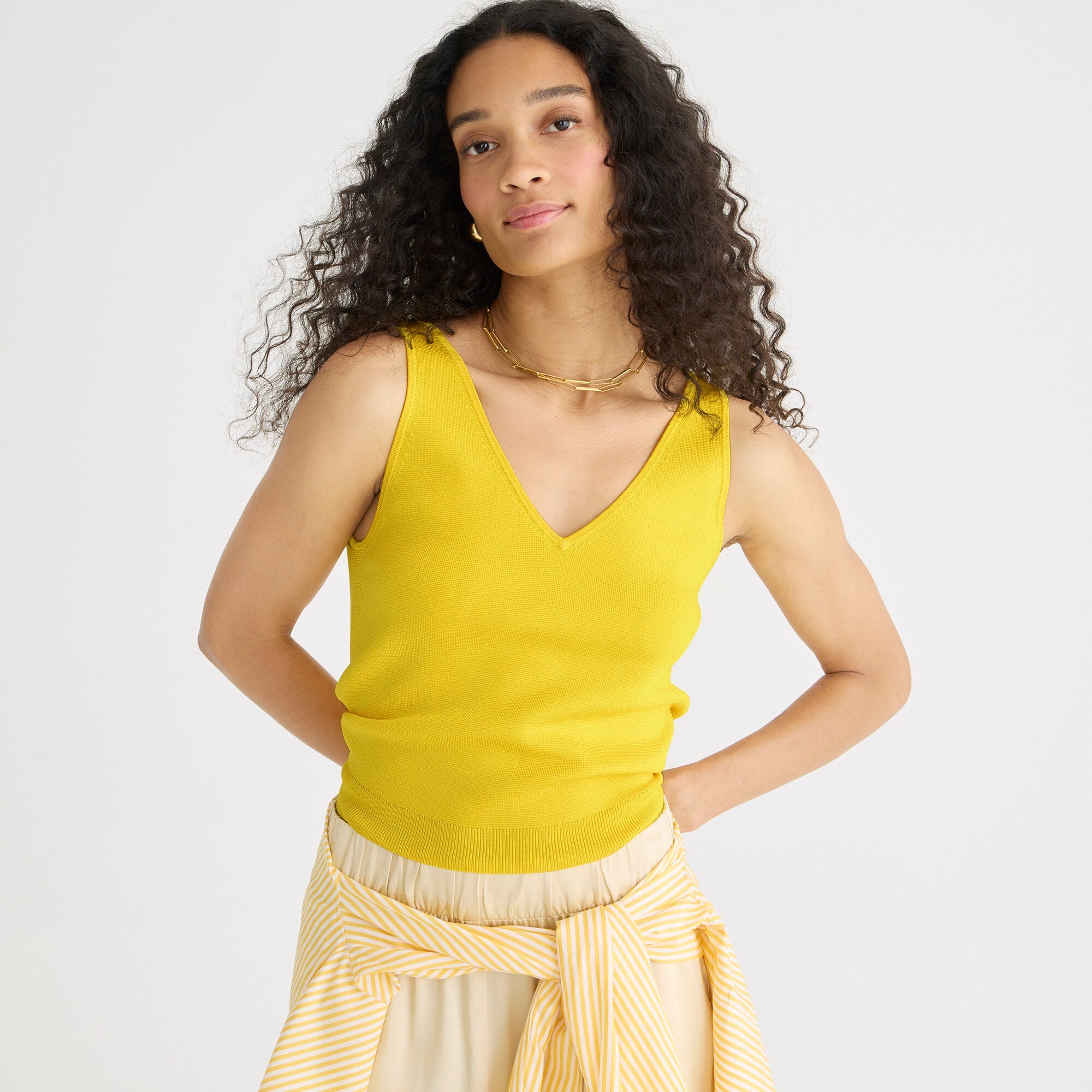 J.Crew Fitted Vneck Sweatertank In Soft Rayon Blend For Women