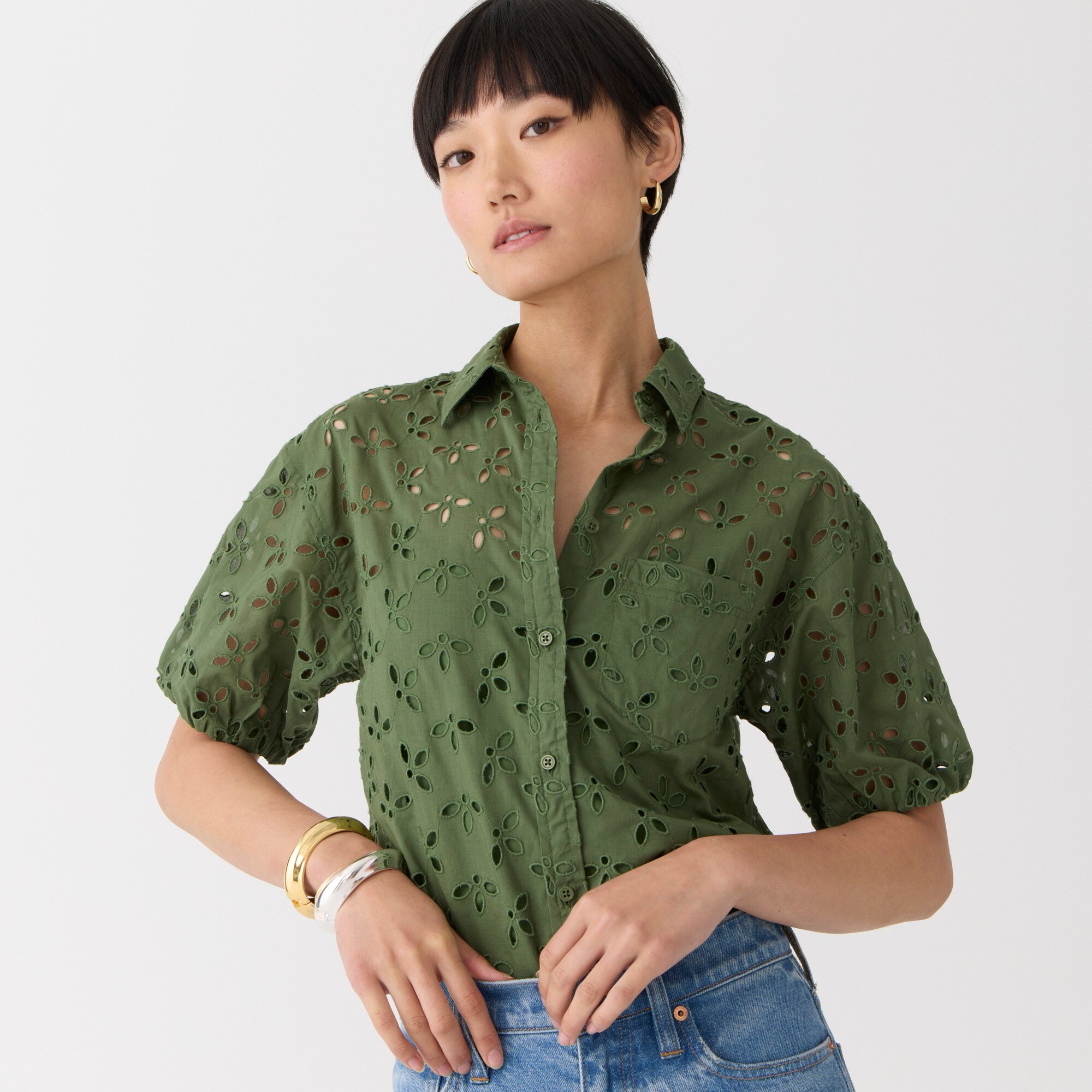 womens Spring garden top in eyelet