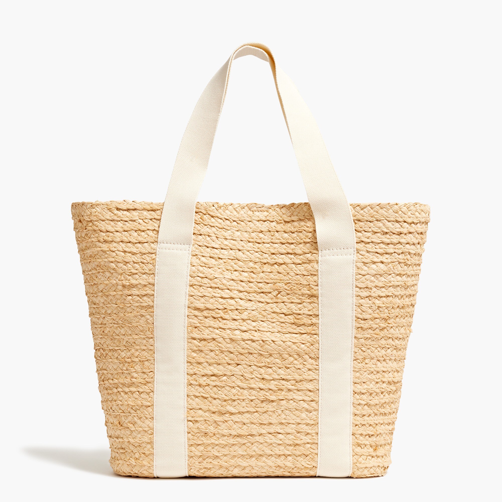 Raffia straw structured tote bag