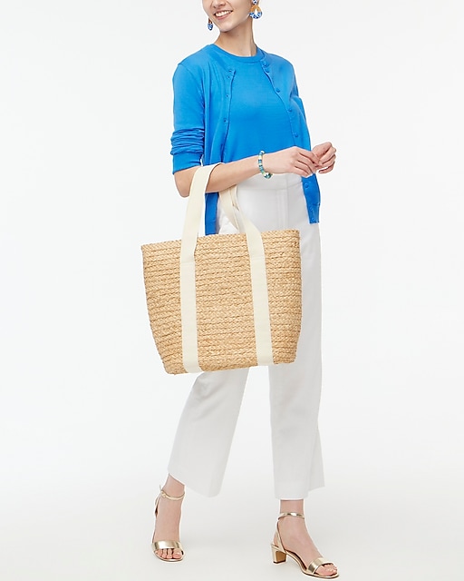 womens Raffia straw structured tote bag