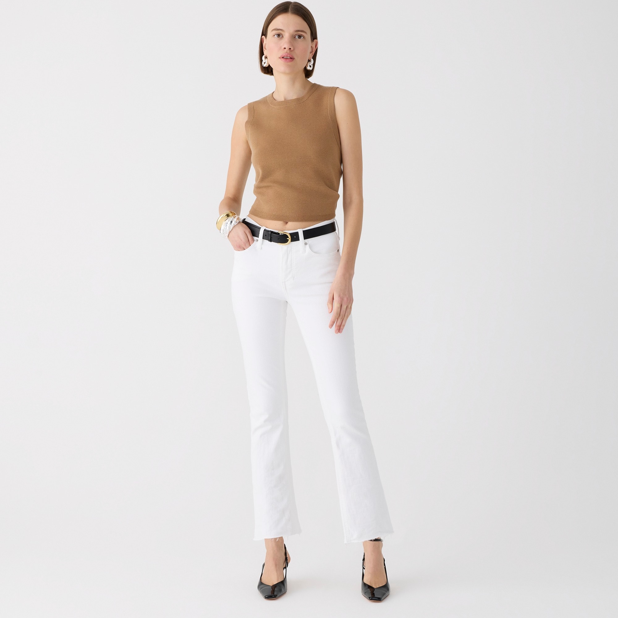 9" demi-boot crop jean in white wash