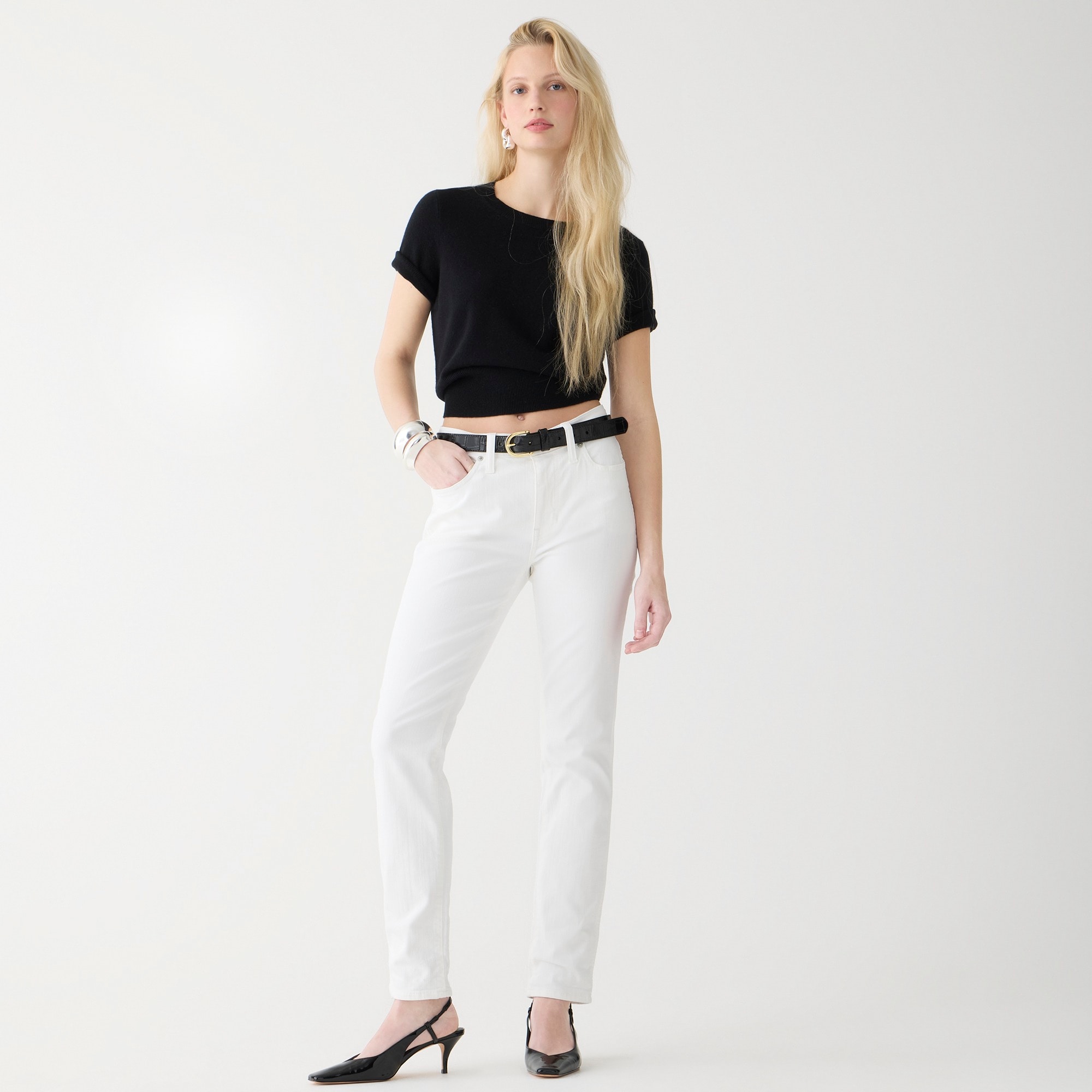  Petite 9&quot; vintage slim-straight jean in white wash
