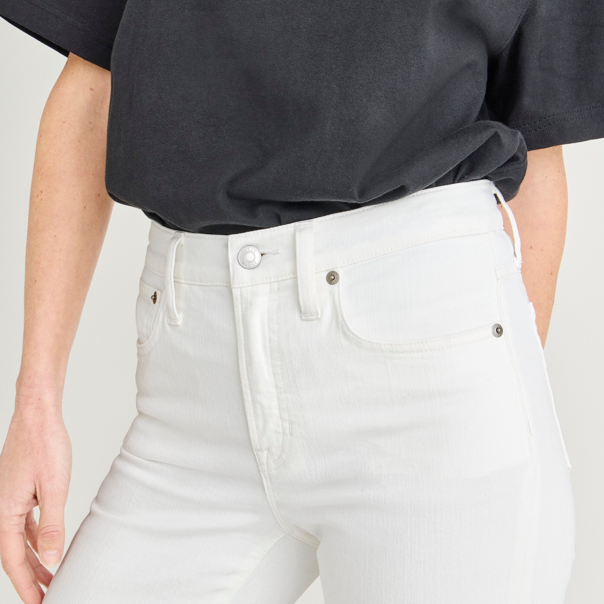 9" toothpick jean in white wash