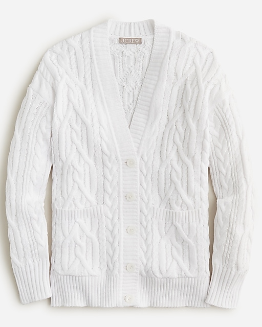 womens Cable-knit V-neck cardigan sweater