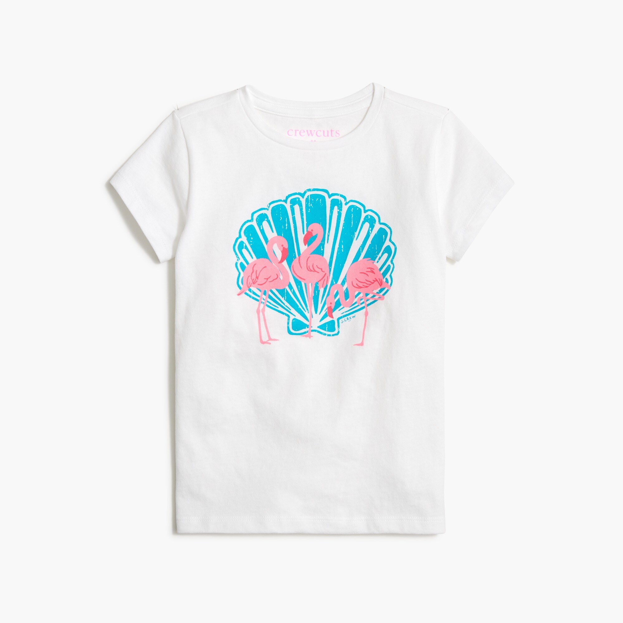 Girls' seashell flamingo graphic tee