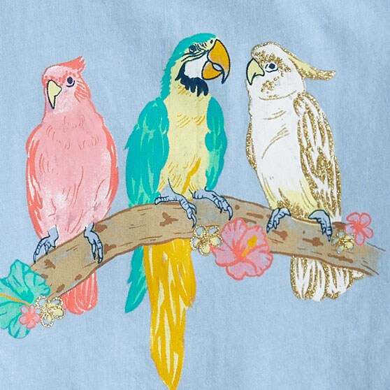 Girls&apos; parrots graphic tee BIRDS OF PARADISE GRAPH factory: girls&apos; parrots graphic tee for girls