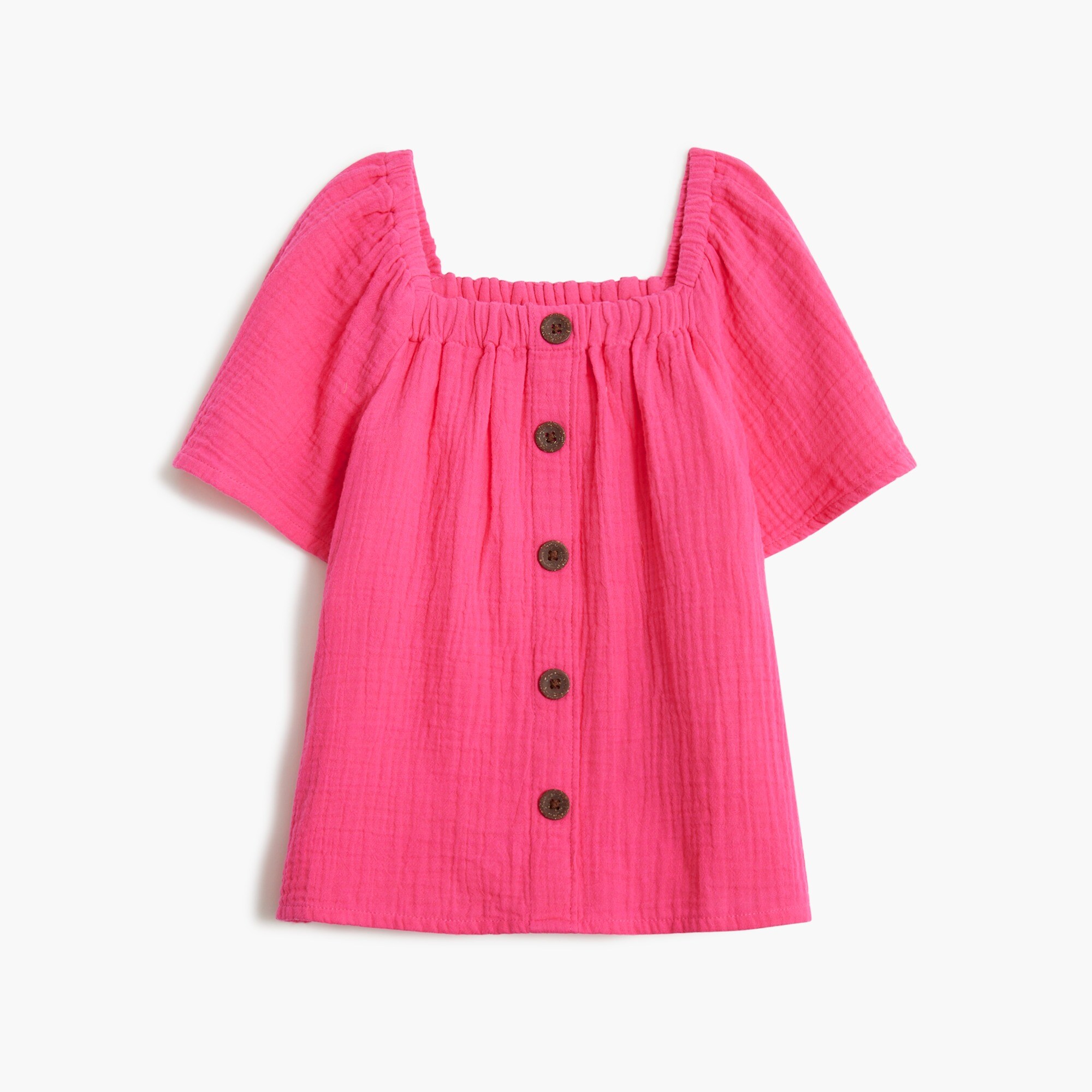 Girls' gauze button-front top