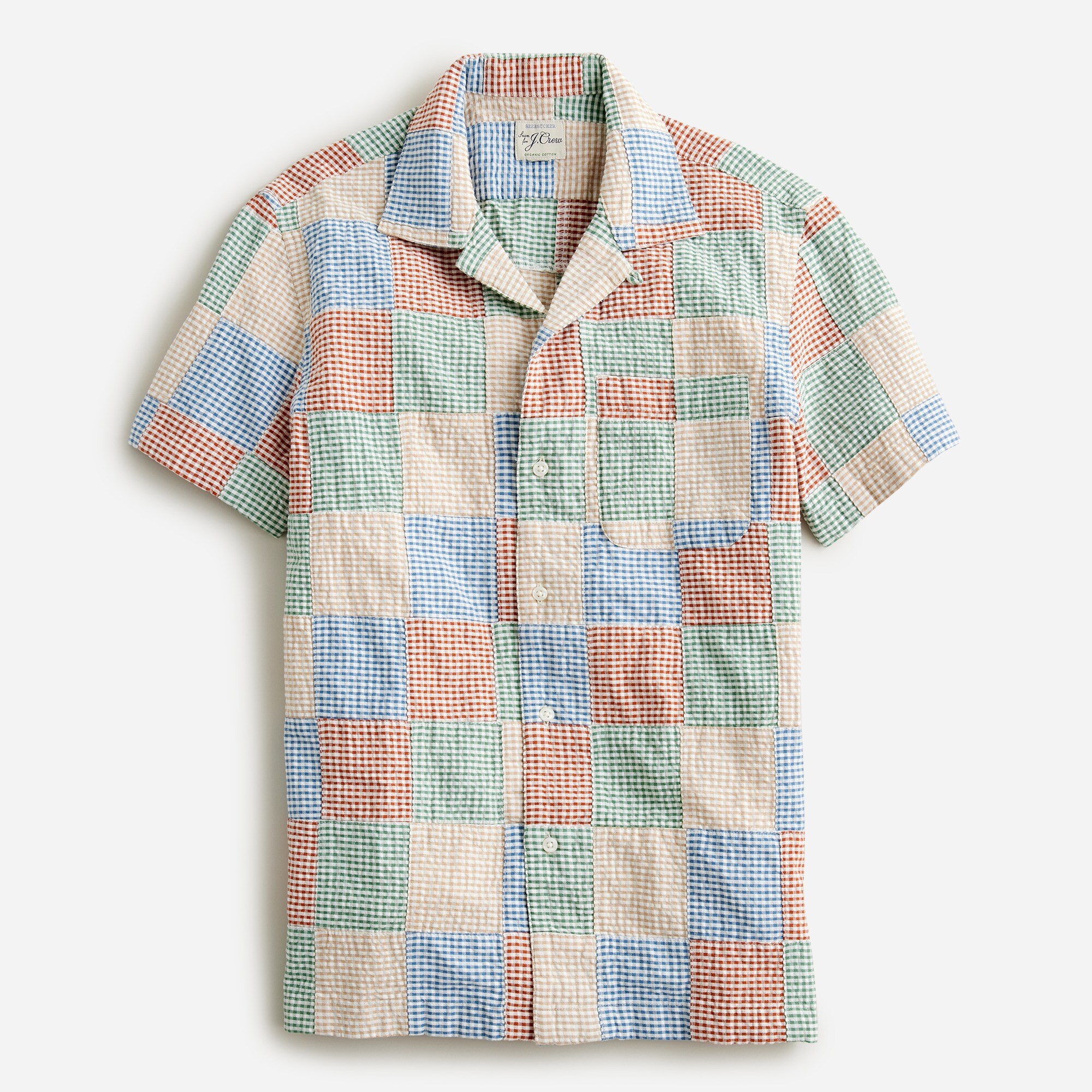 Jake Camp Collar Shirt - Olive Seersucker