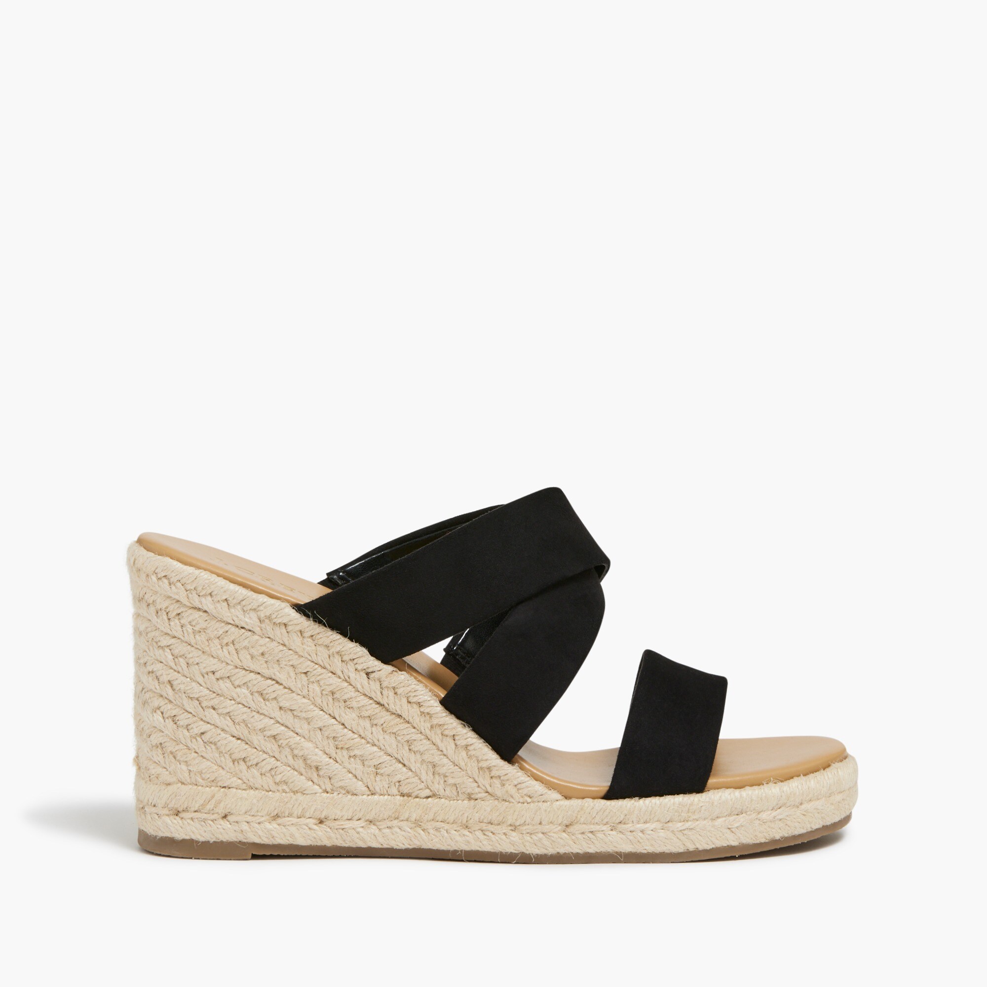 Wide-strap espadrille mule wedges