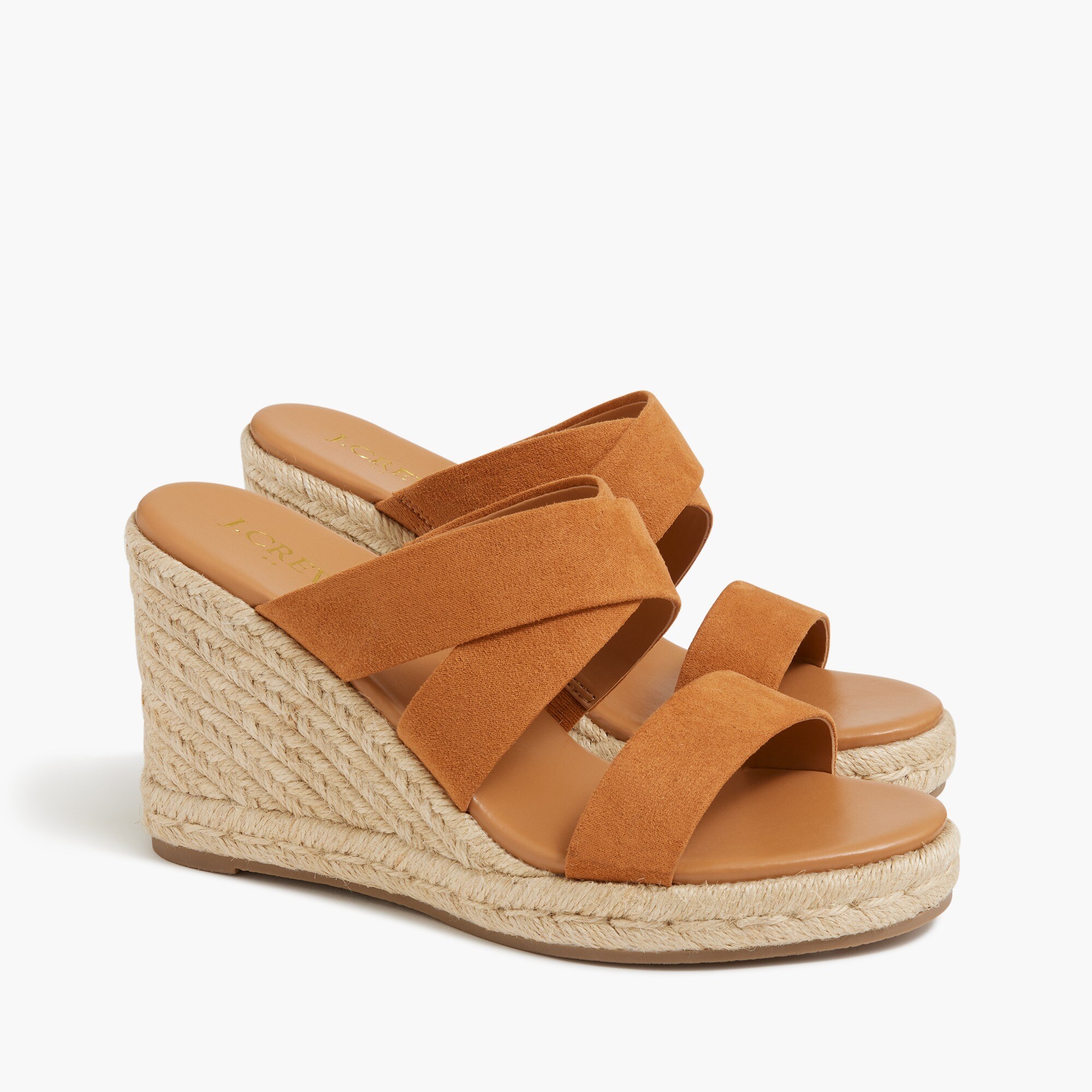Wide-strap espadrille mule wedges