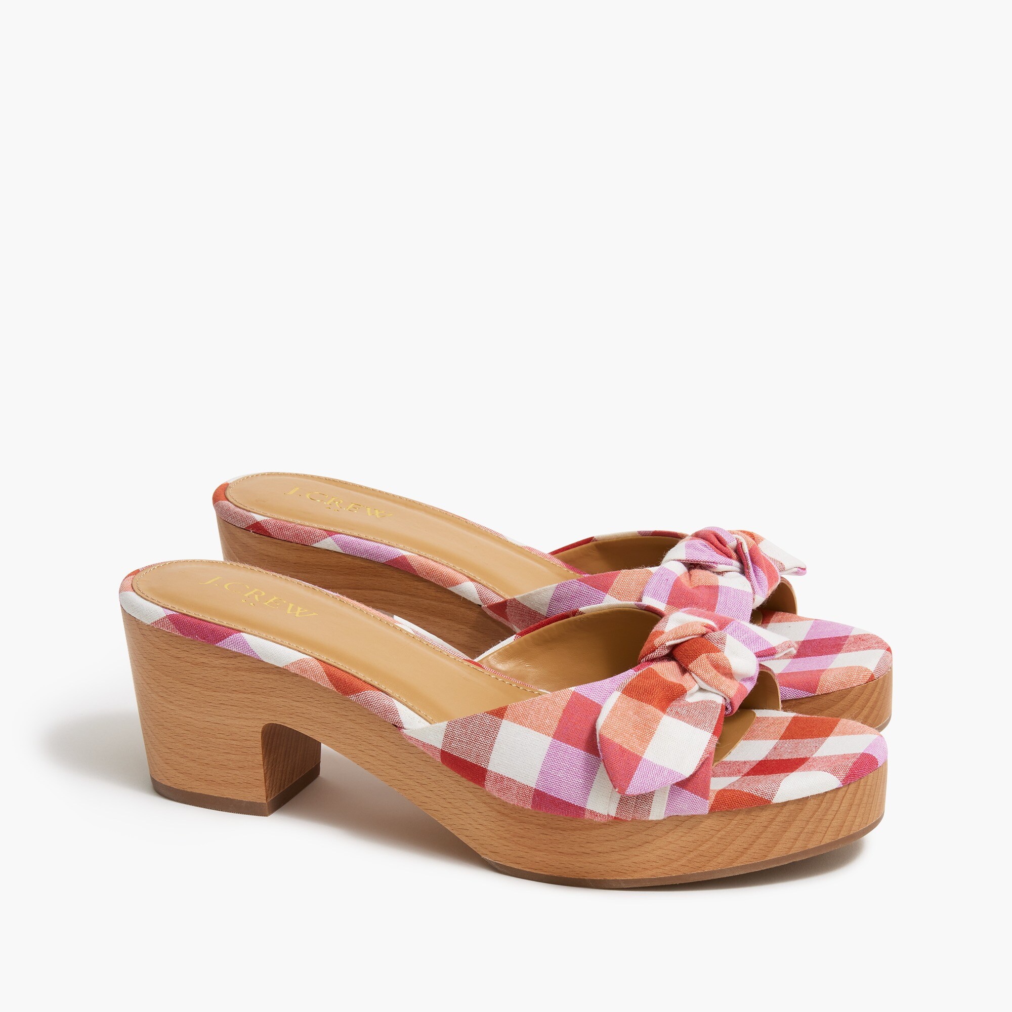  Printed bow-heel mules