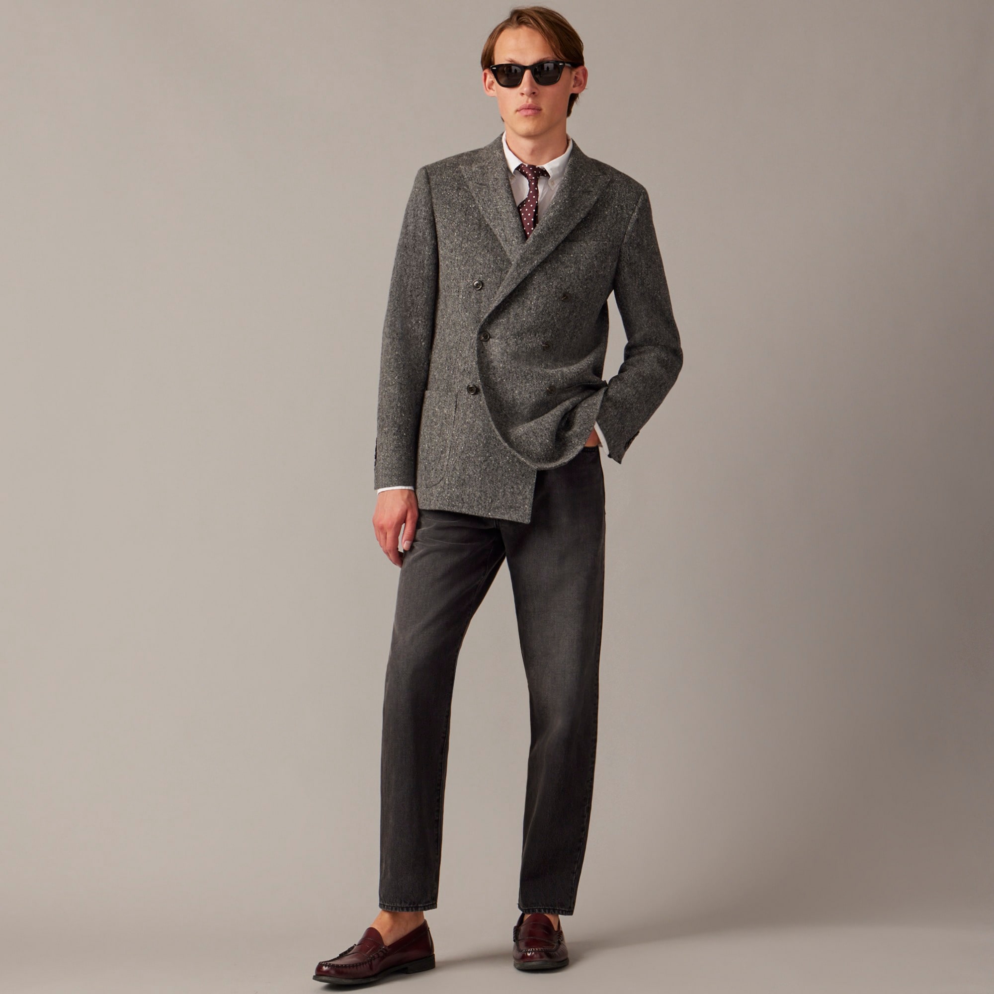 j.crew: kenmare relaxed-fit double-breasted blazer in irish donegal wool for men