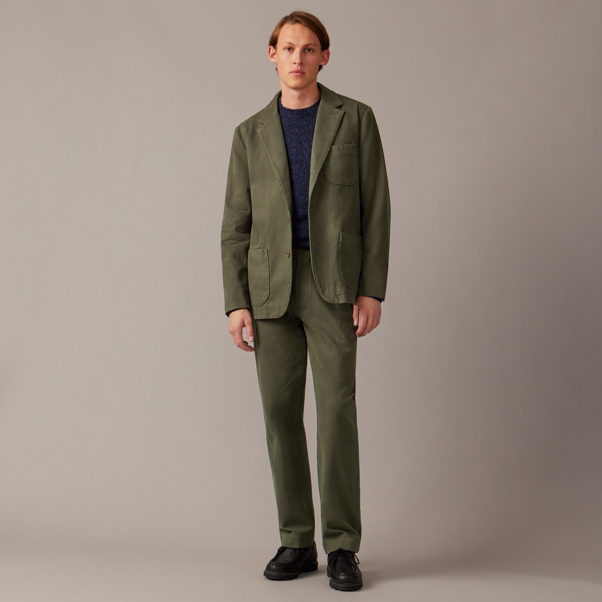 mens Garment-dyed suit jacket in Italian cotton drill