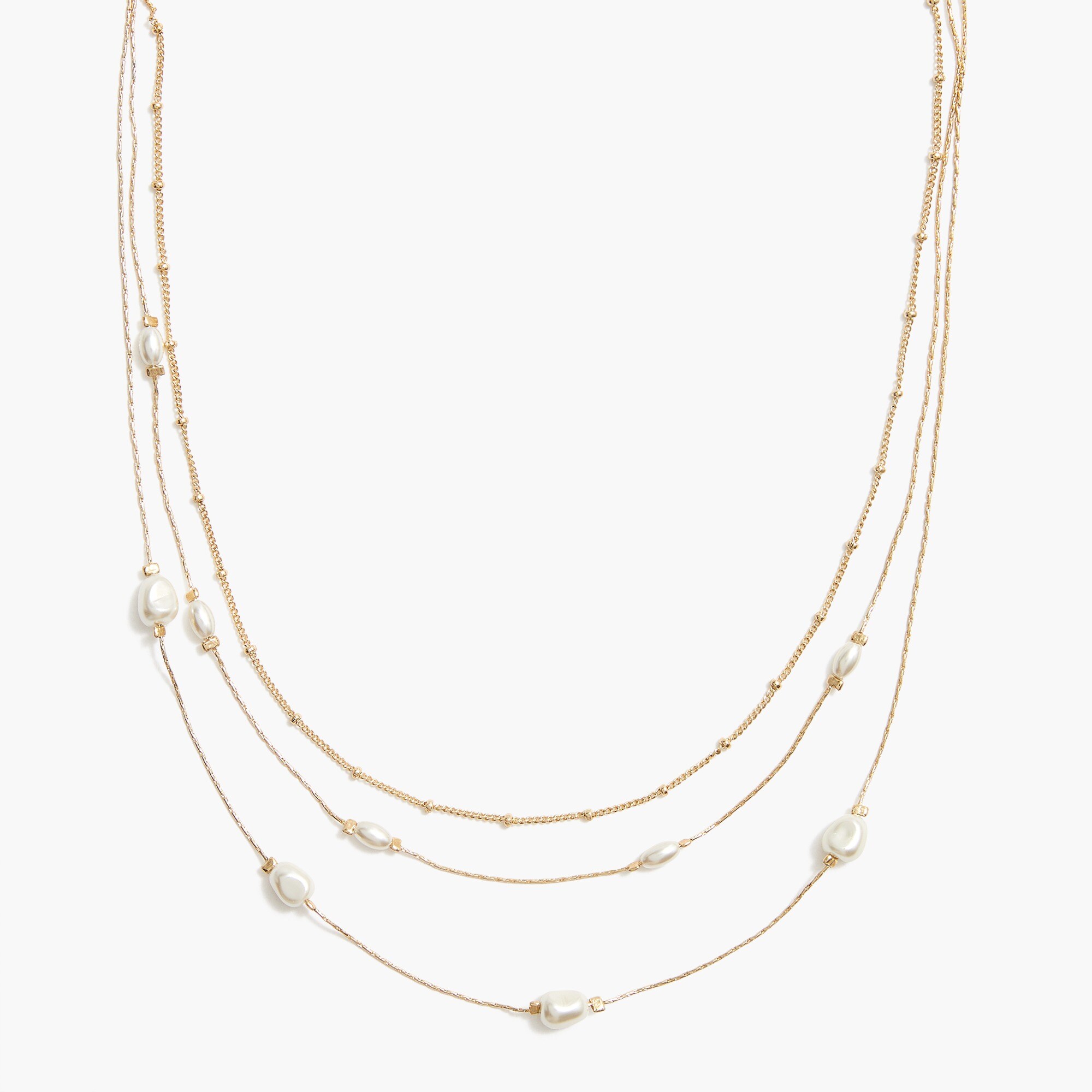 Mixed beads and pearl layering necklace