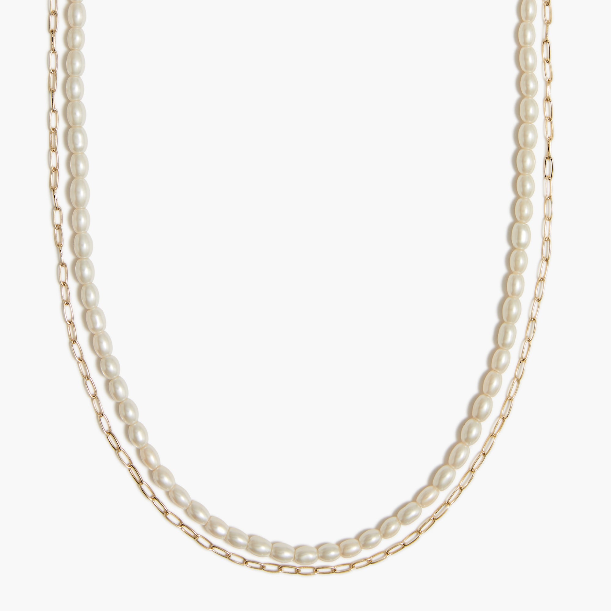 Gold pearl layering necklace