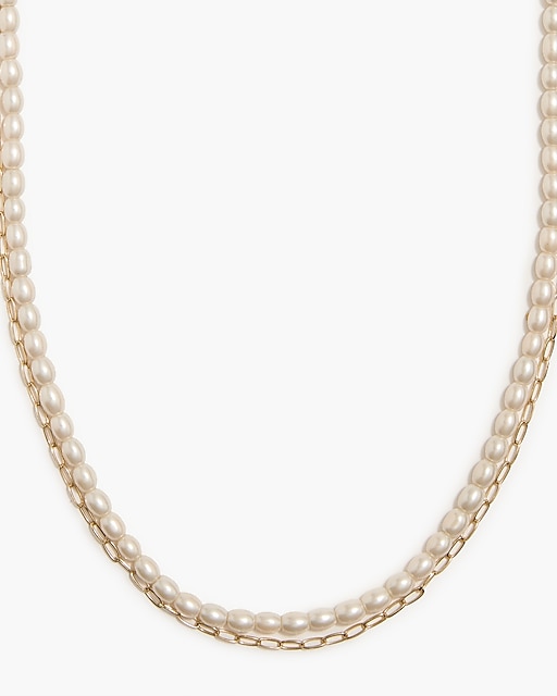  Gold pearl layering necklace