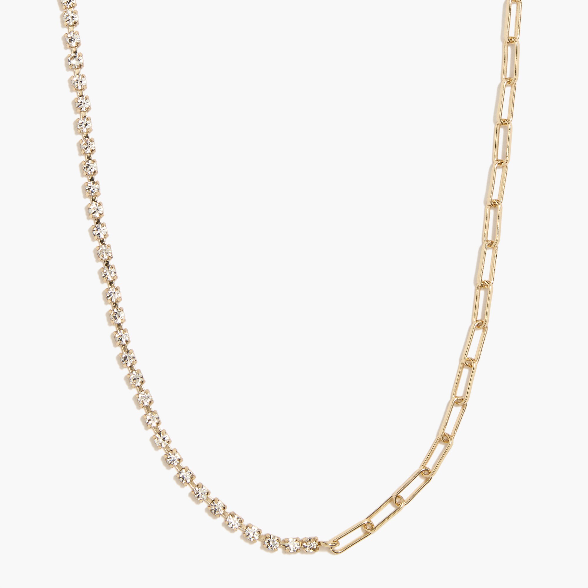 factory: crystal and gold layering necklace for women, right side, view zoomed