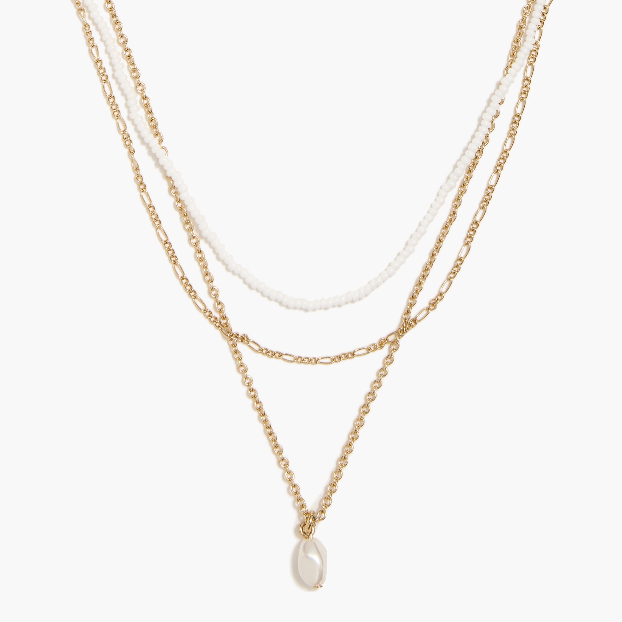 factory: pearl beaded layering necklace for women, right side, view zoomed