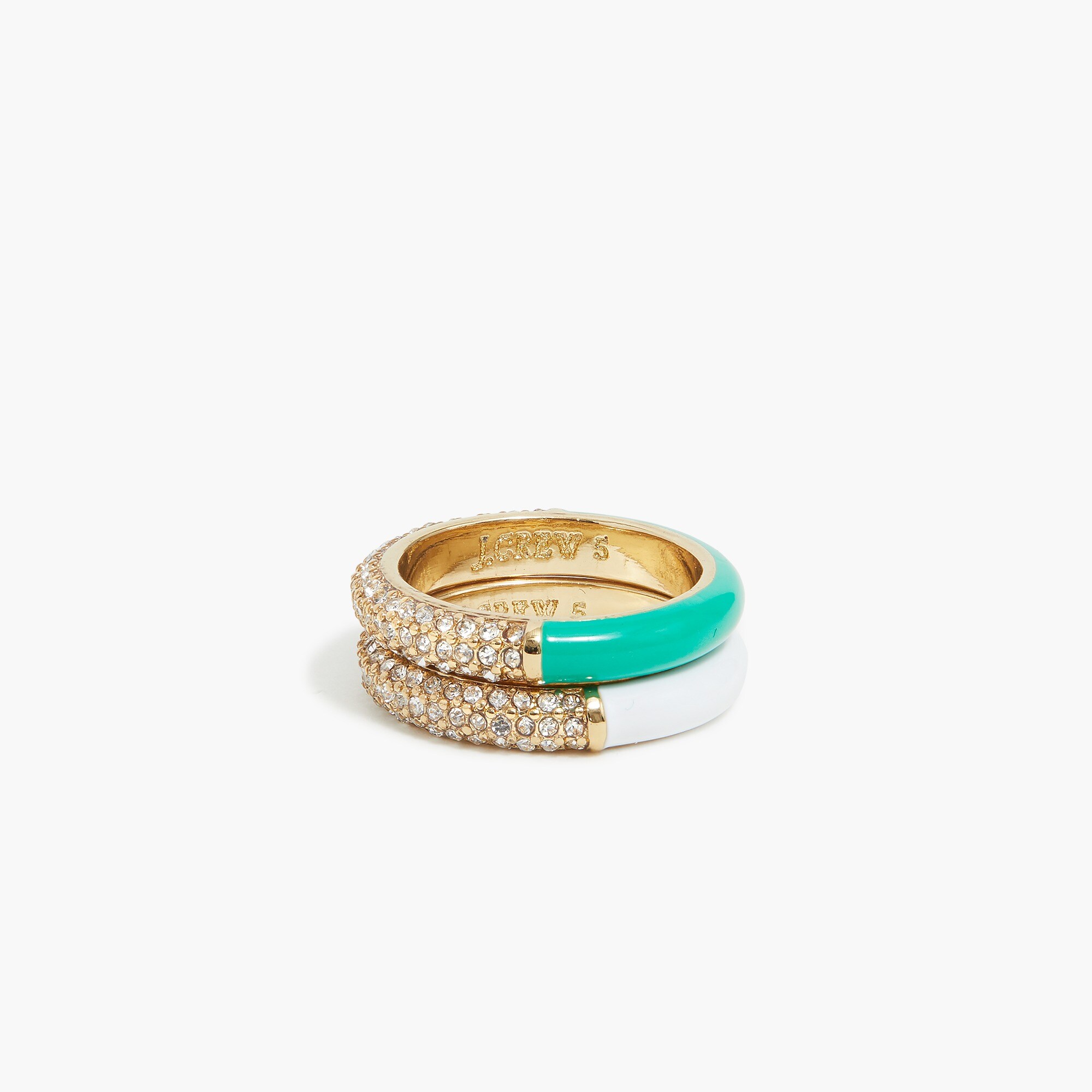 factory: enamel crystal ring set for women, right side, view zoomed