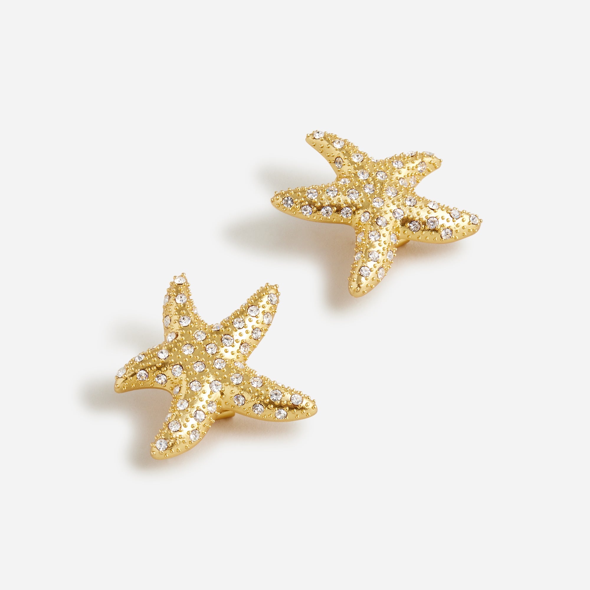 womens Starfish stud earrings with pav&eacute; crystals