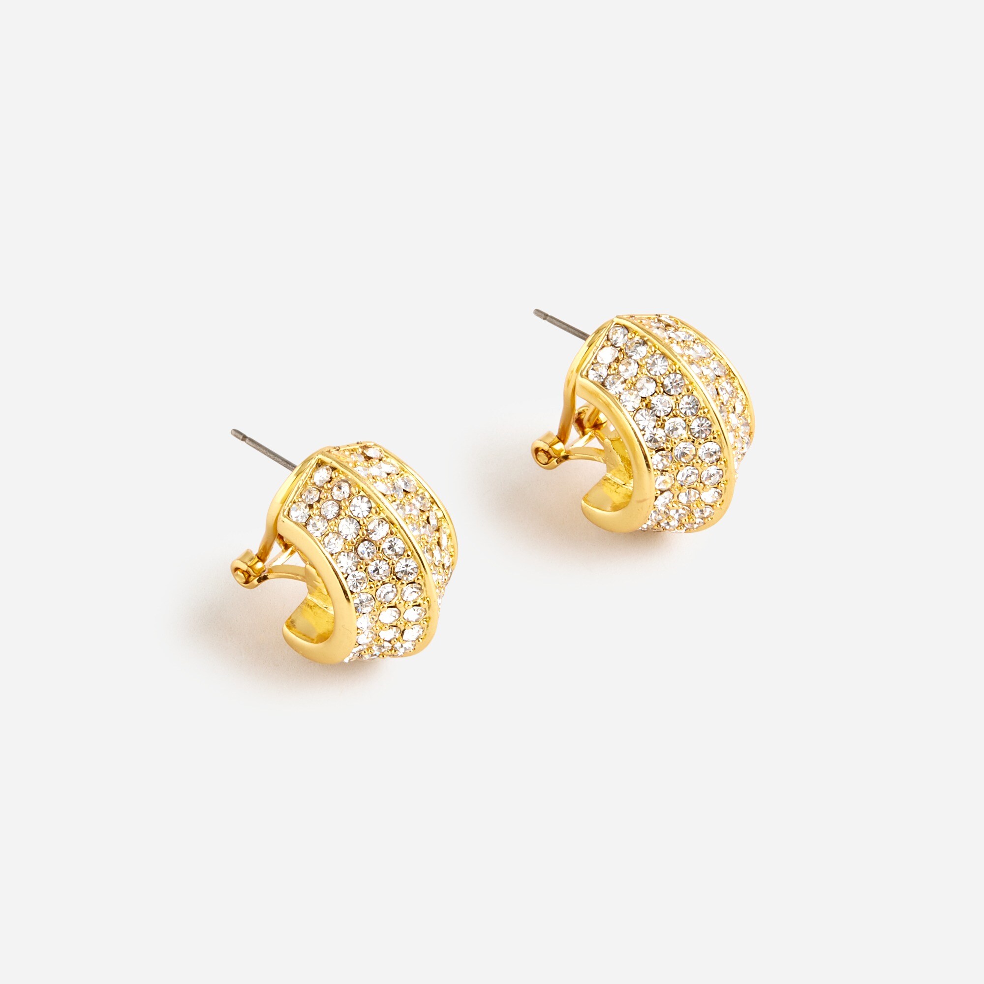 womens Angular stud earrings with pav&eacute; crystals