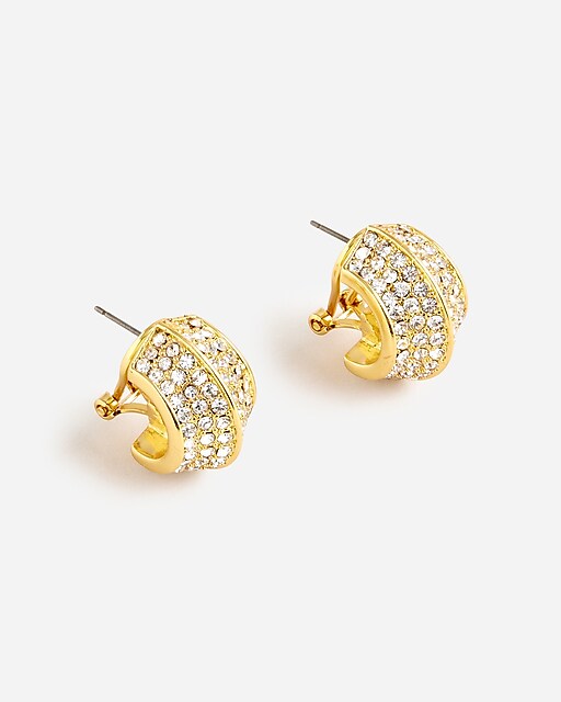 womens Angular stud earrings with pav&eacute; crystals