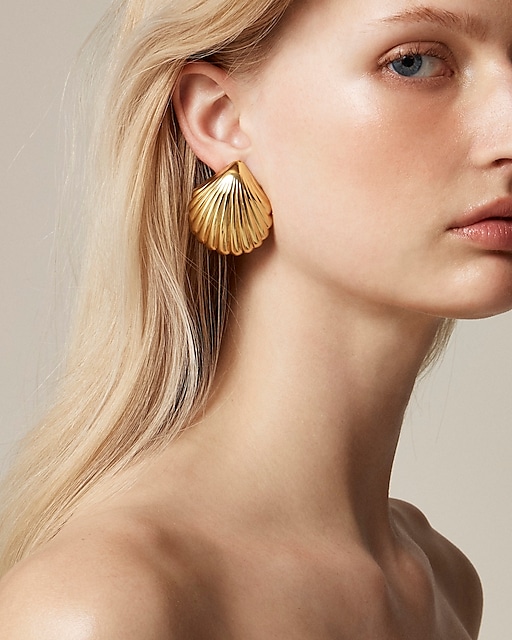 womens Metallic shell earrings