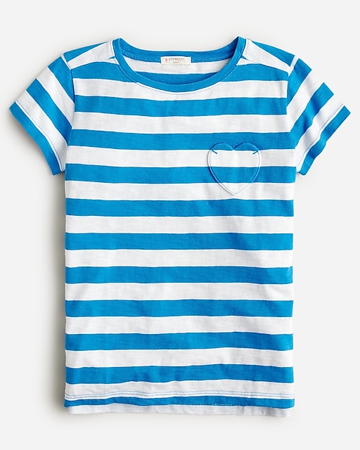 girls Girls&apos; heart-pocket T-shirt in stripe