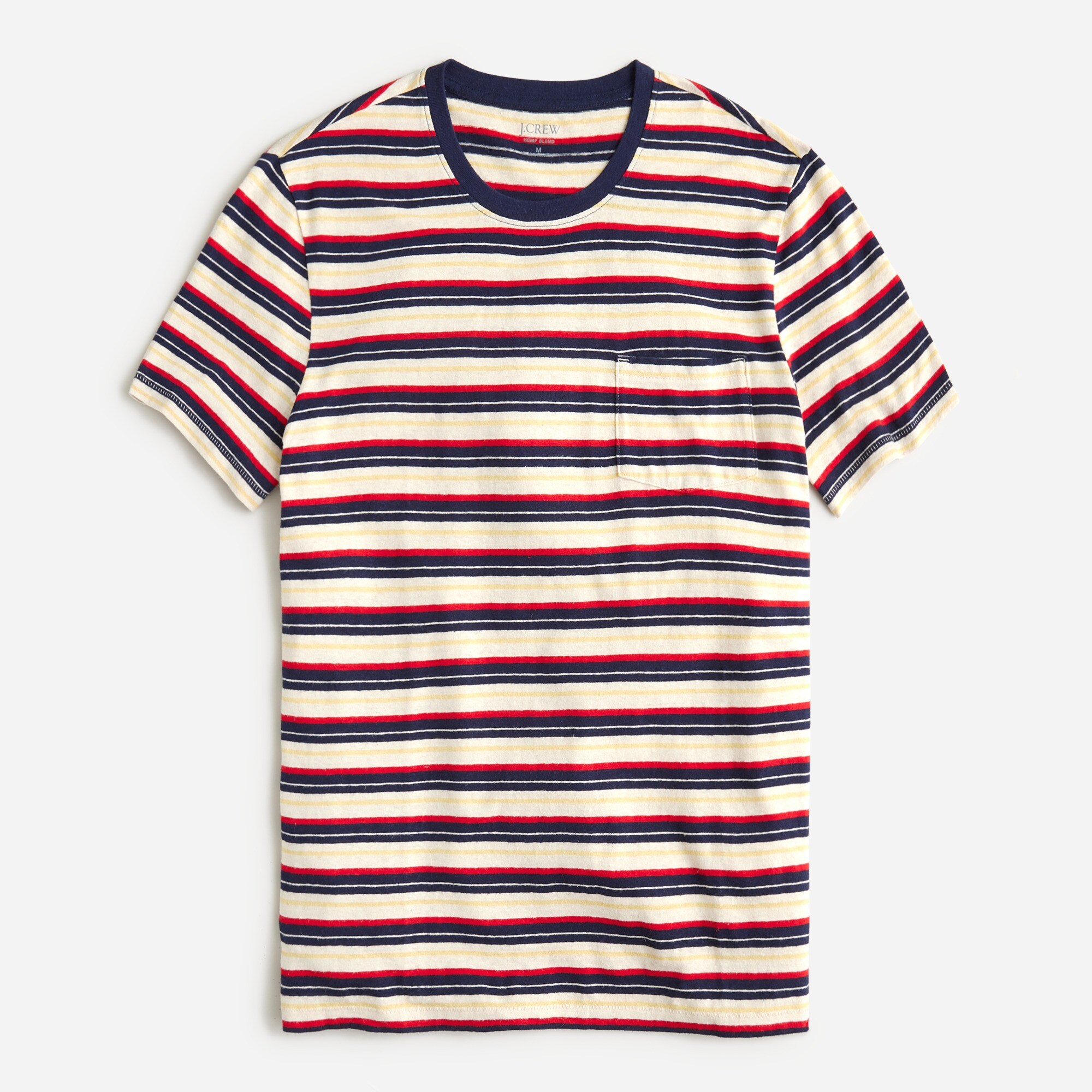  Hemp-organic cotton-blend pocket T-shirt in stripe