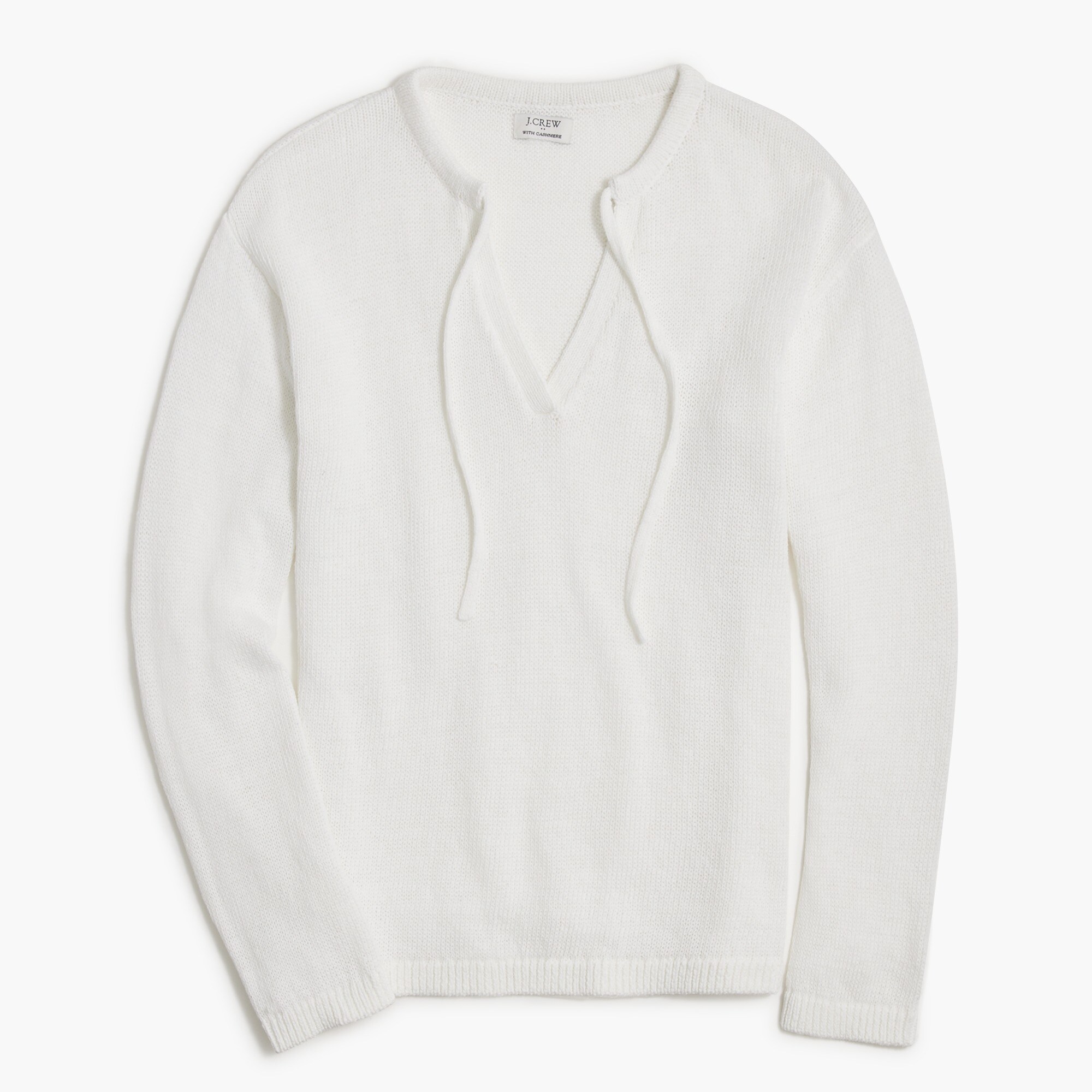 cotton-blend tie-neck sweater for women