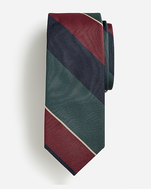  Wide-stripe tie in English silk blend