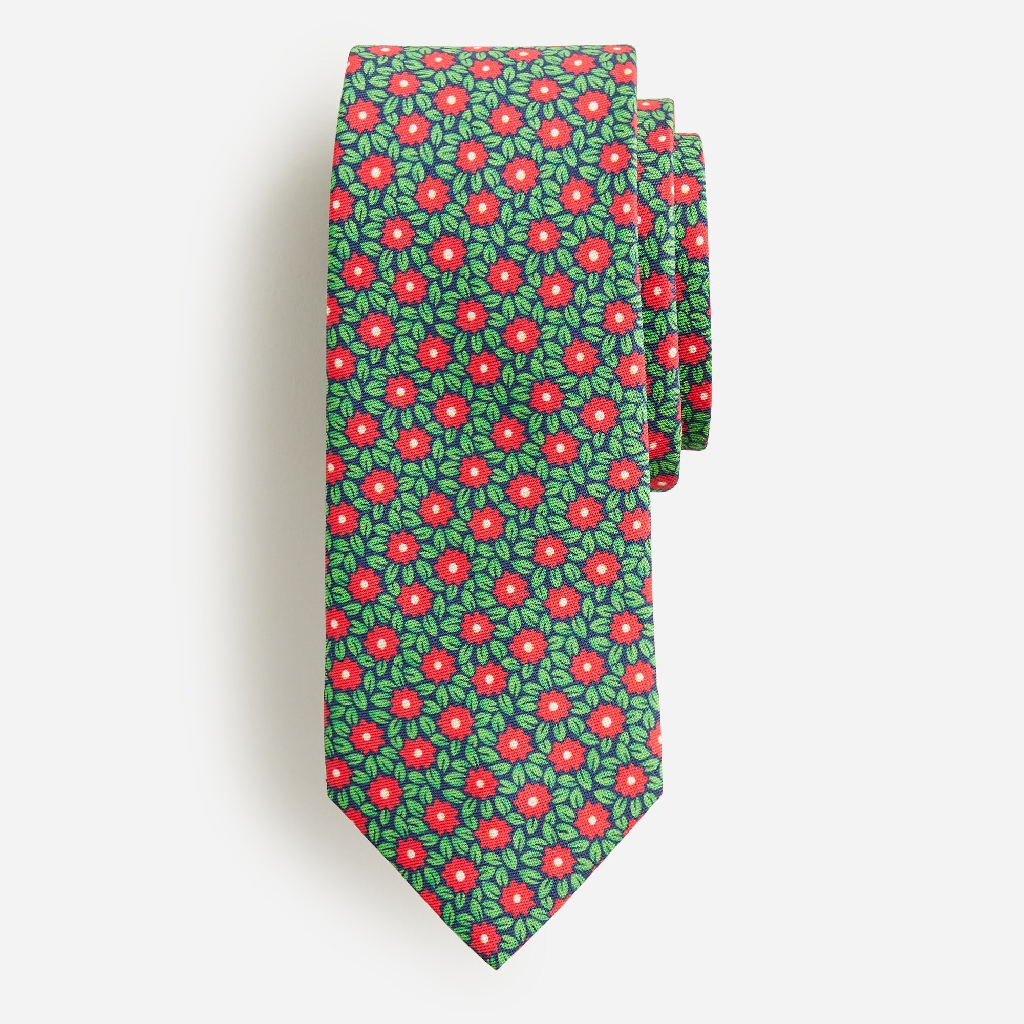 mens Italian silk-cotton blend tie in floral print
