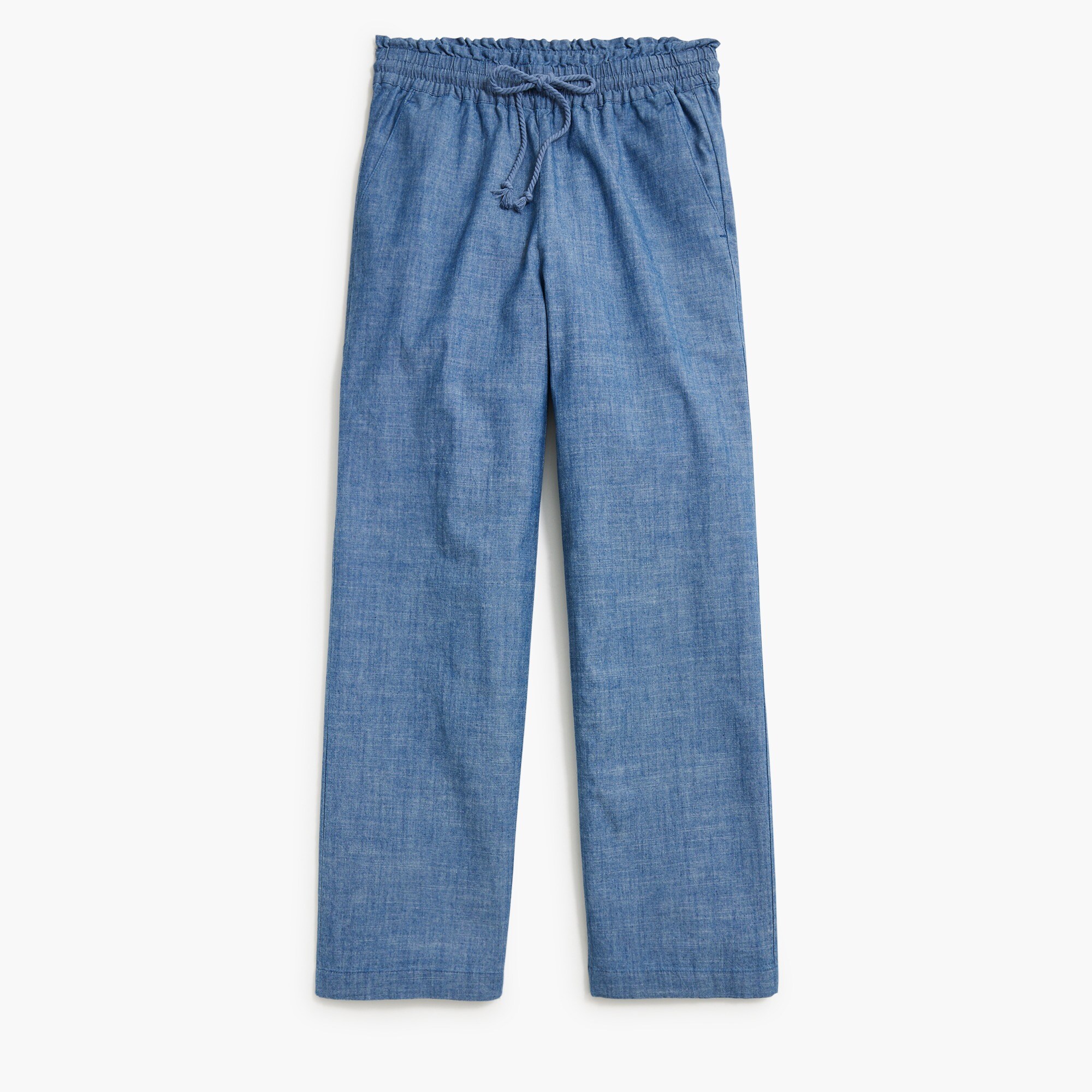 chambray wide-leg paper-bag pant for women