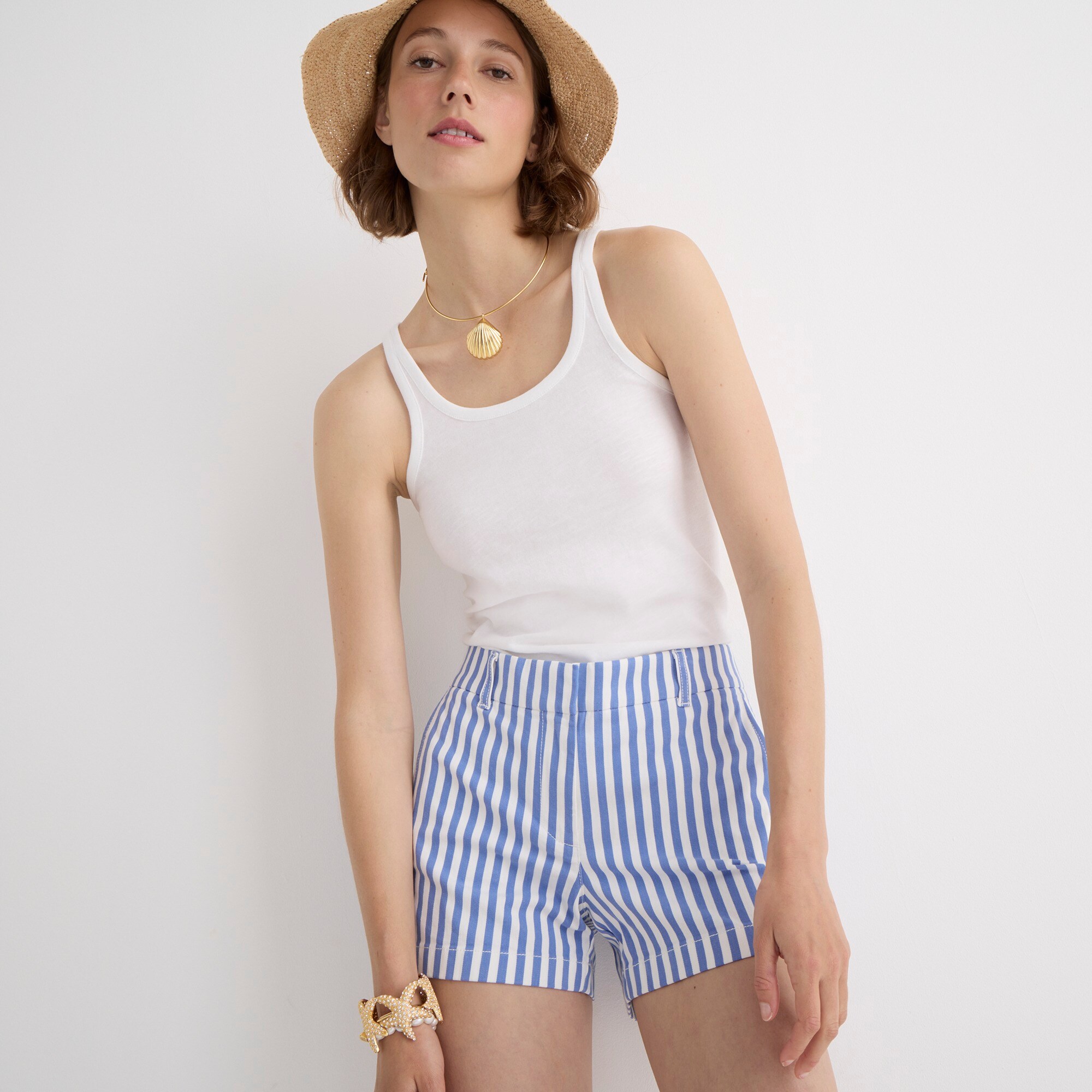 J.Crew 4" Stretch Chino Short In Stripe For Women
