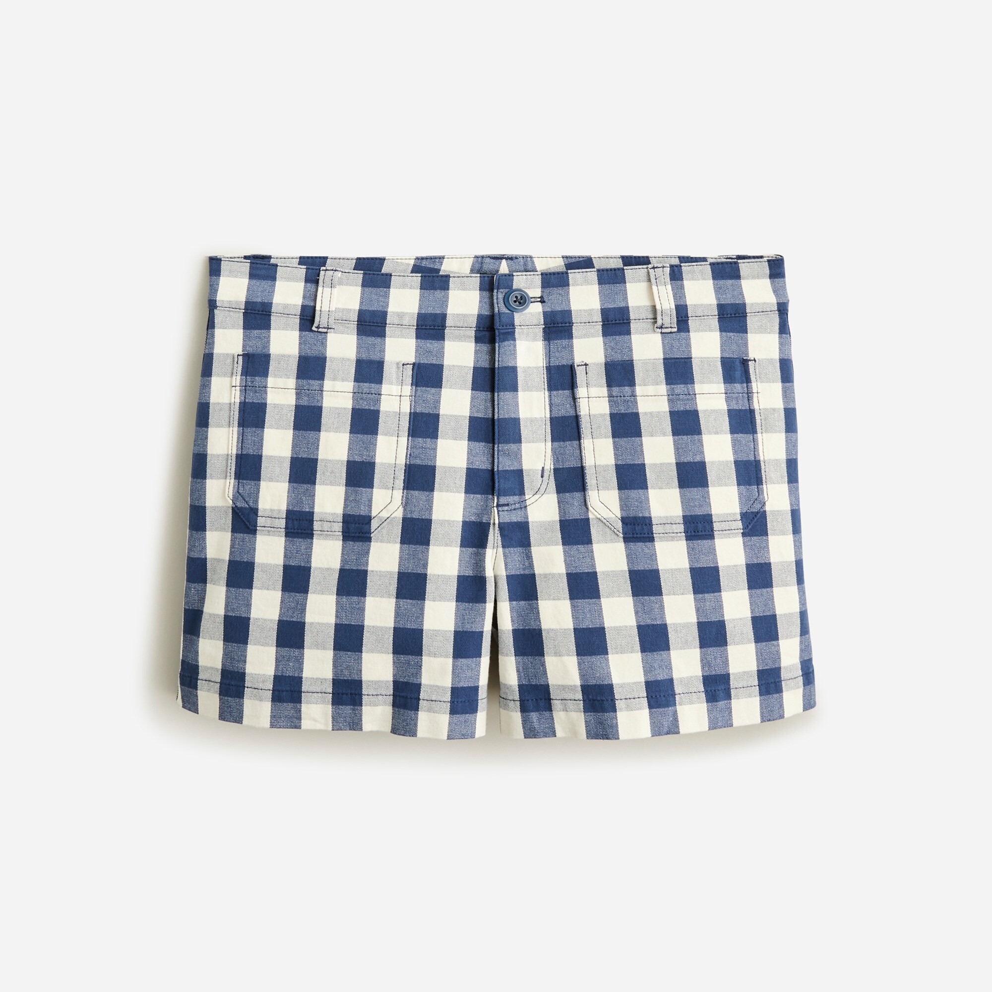 New Patch-pocket Chino Short In Gingham For Women | J.Crew