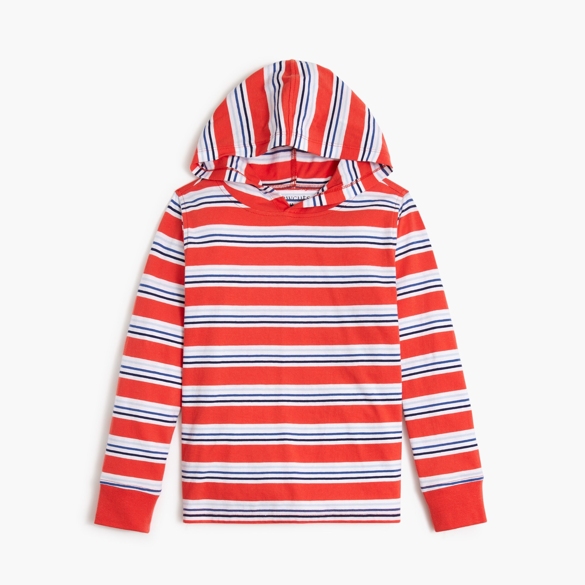 factory: boys&apos; striped jersey hooded tee for boys, right side, view zoomed