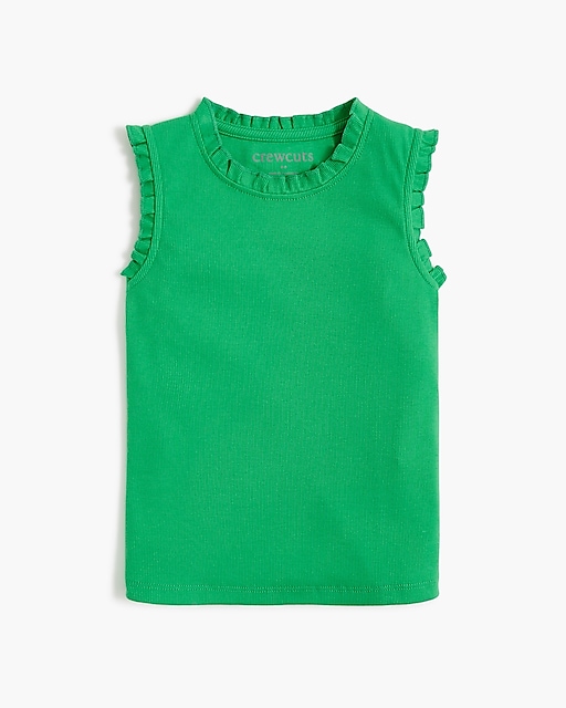  Girls' ribbed tank top with ruffle trim