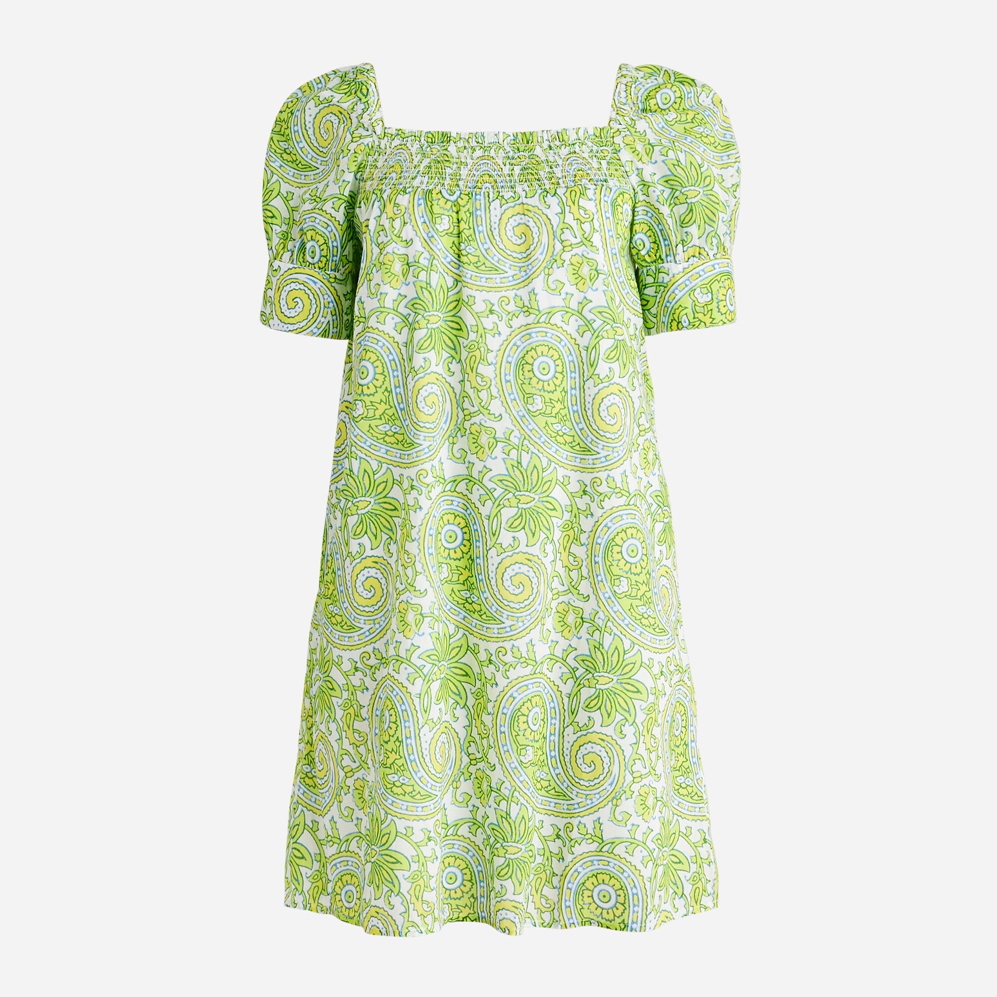 SZ Blockprints™ X J.Crew squareneck puff-sleeve mini dress in citrus paisley