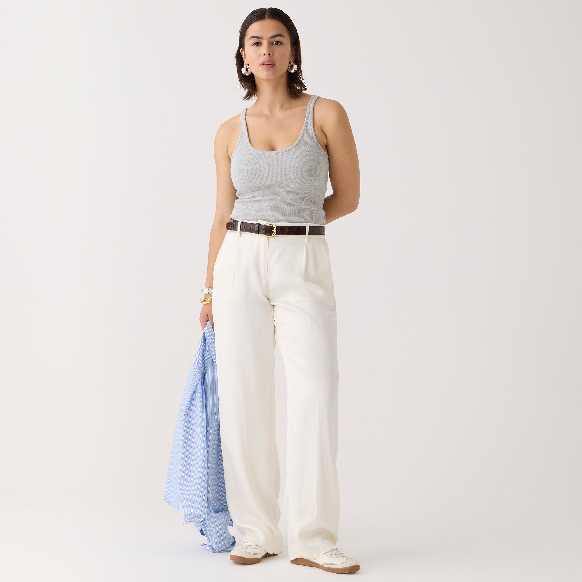Vintage rib shelf-bra tank top