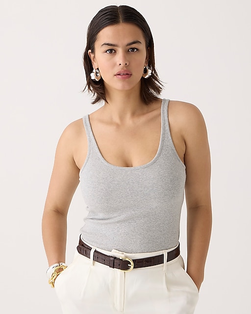 womens Vintage rib shelf-bra tank top