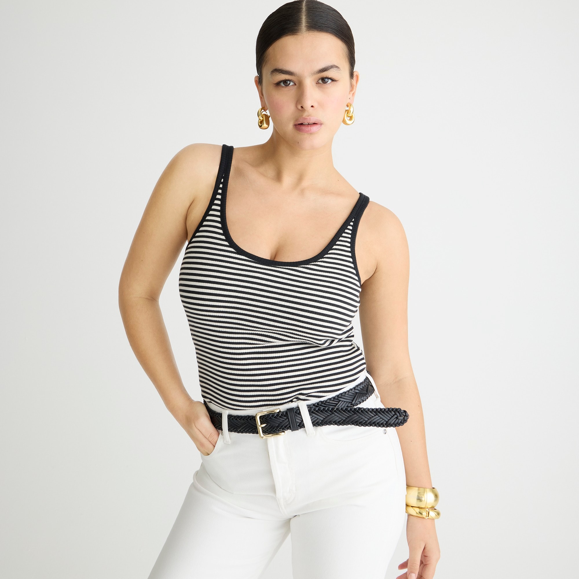 【mic】vintage tank top ヴィンテージ タンクトップ Vintage Rib Shelf-bra Tank Top In Stripe For Women | J.Crew