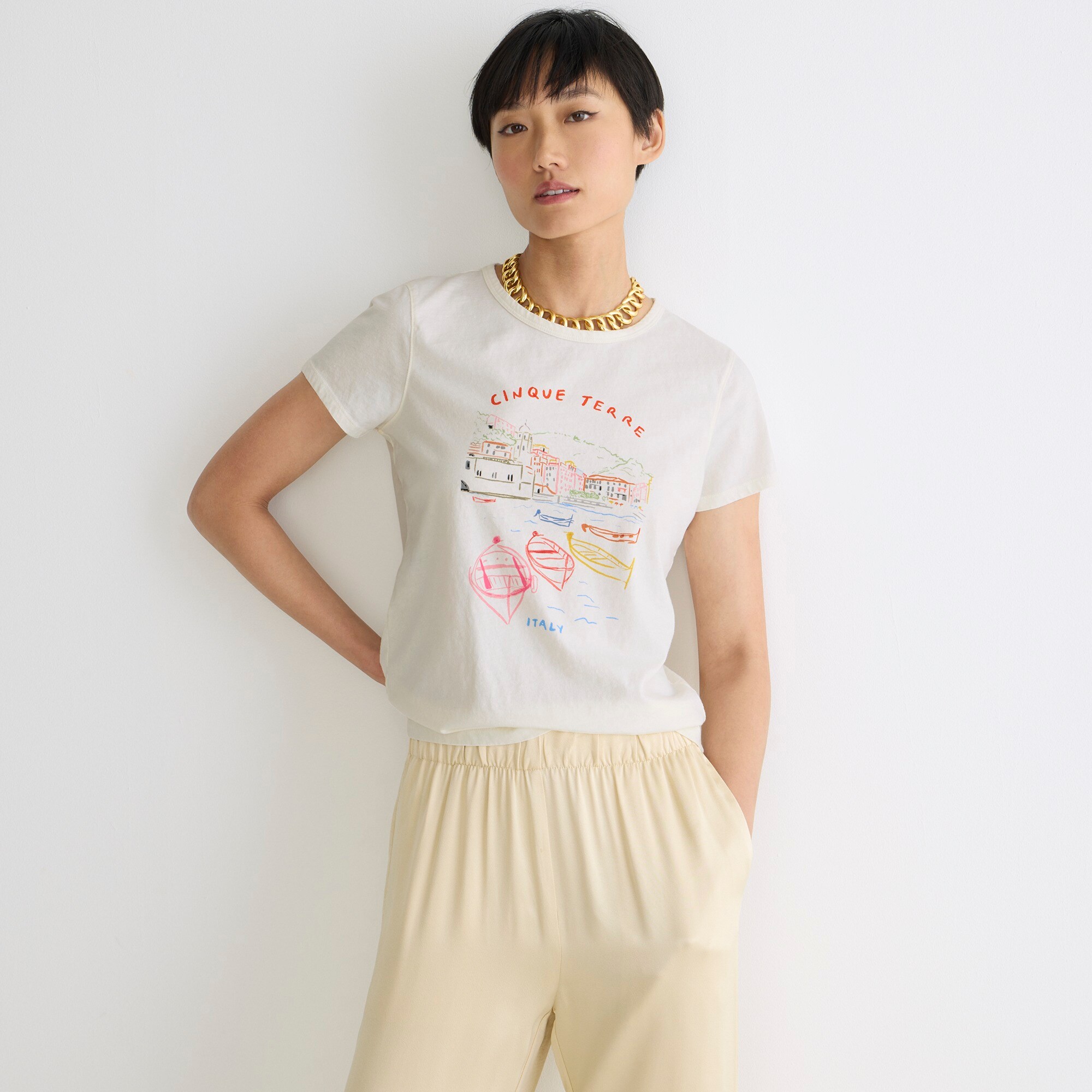  Fitted Cinque Terre graphic T-shirt