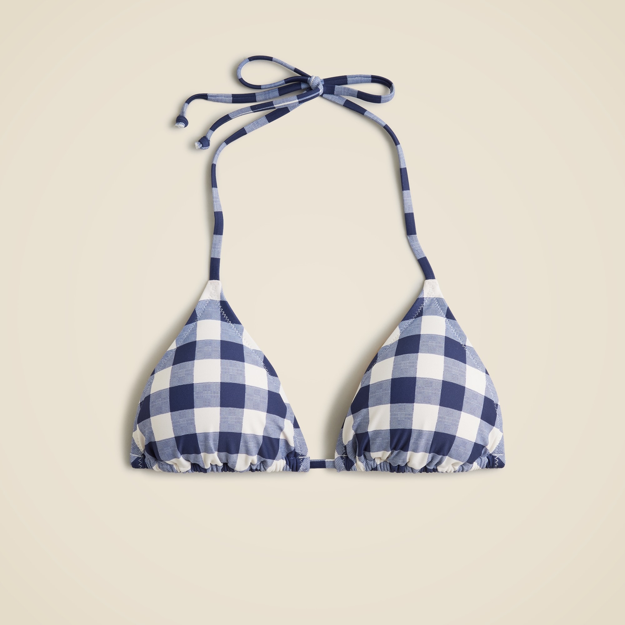String bikini top in gingham