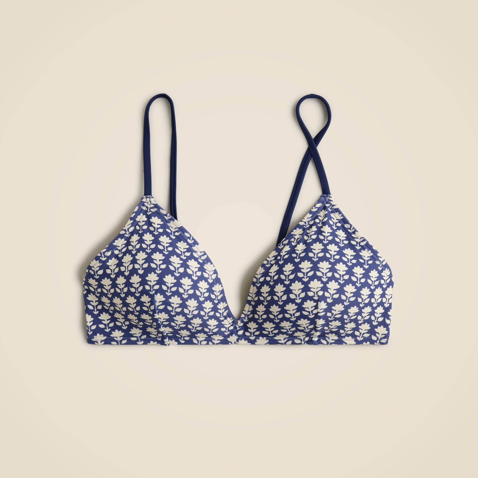 J.Crew: French Bikini Top In Blue Stamp Floral For Women