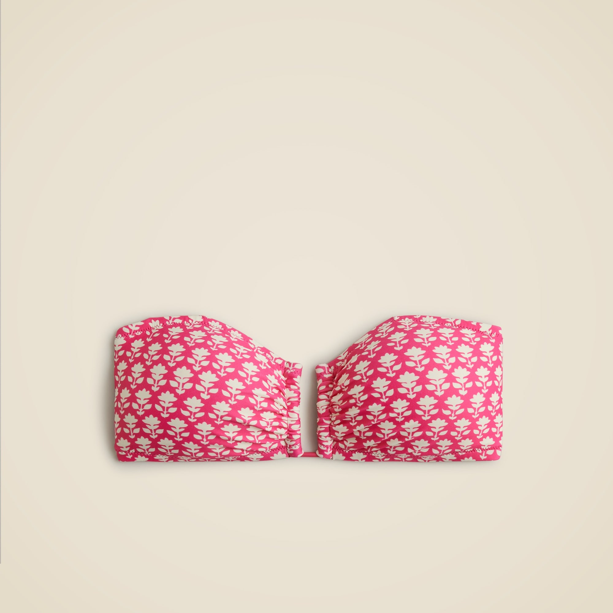 U-front bandeau bikini top in pink stamp floral