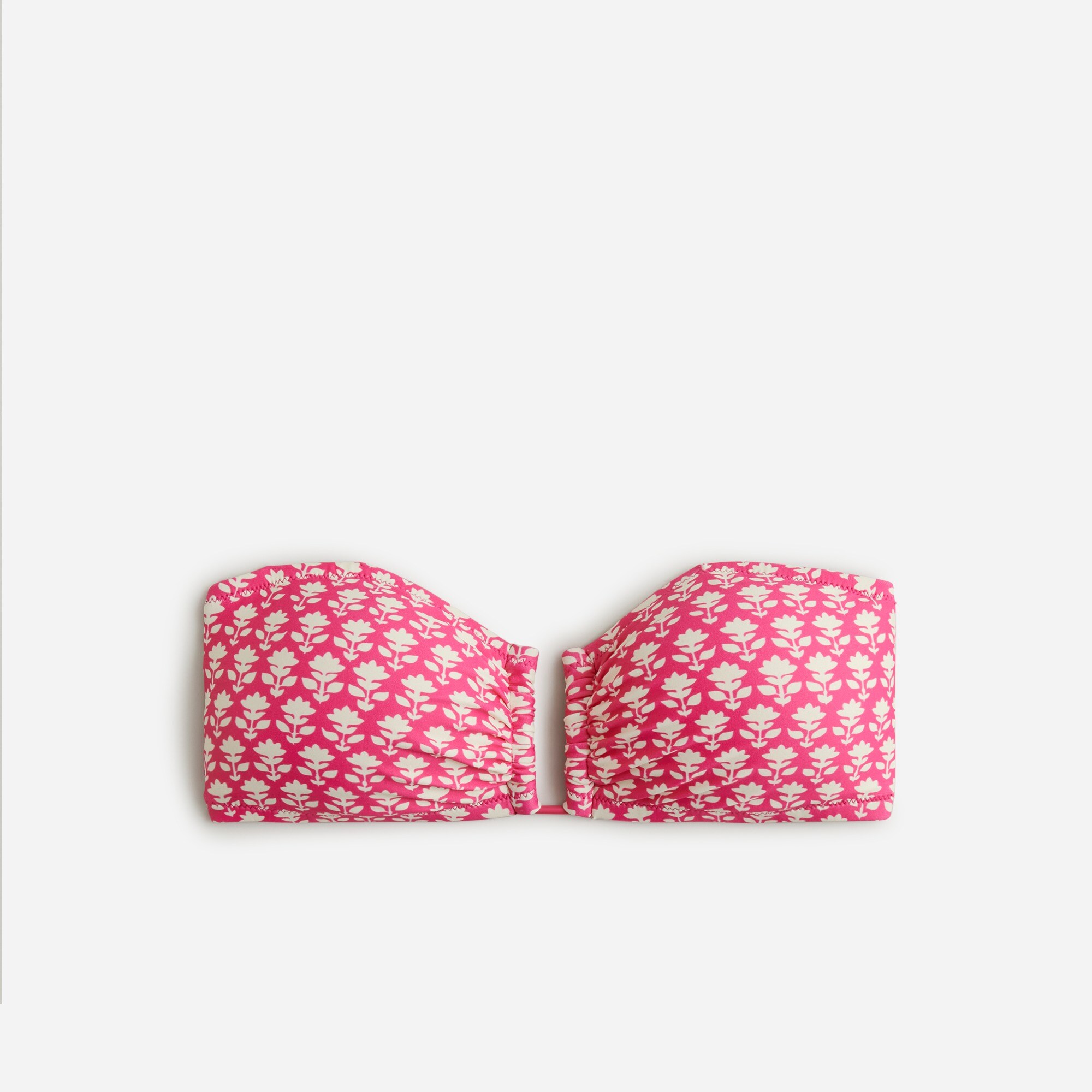  U-front bandeau bikini top in pink stamp floral