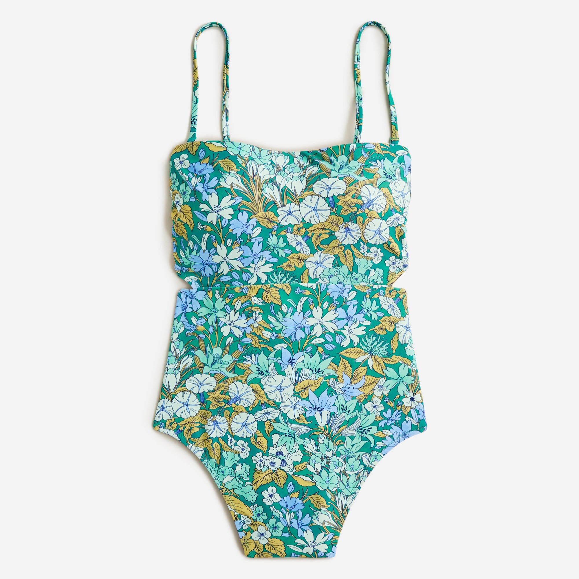  Cutout one-piece swimsuit in aqua blooms