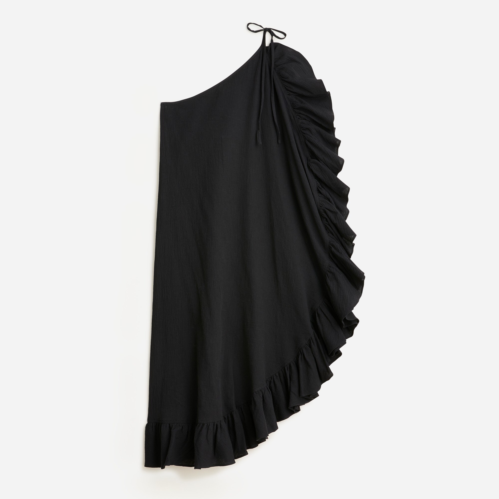 Ruffle one-shoulder cover-up dress in soft gauze