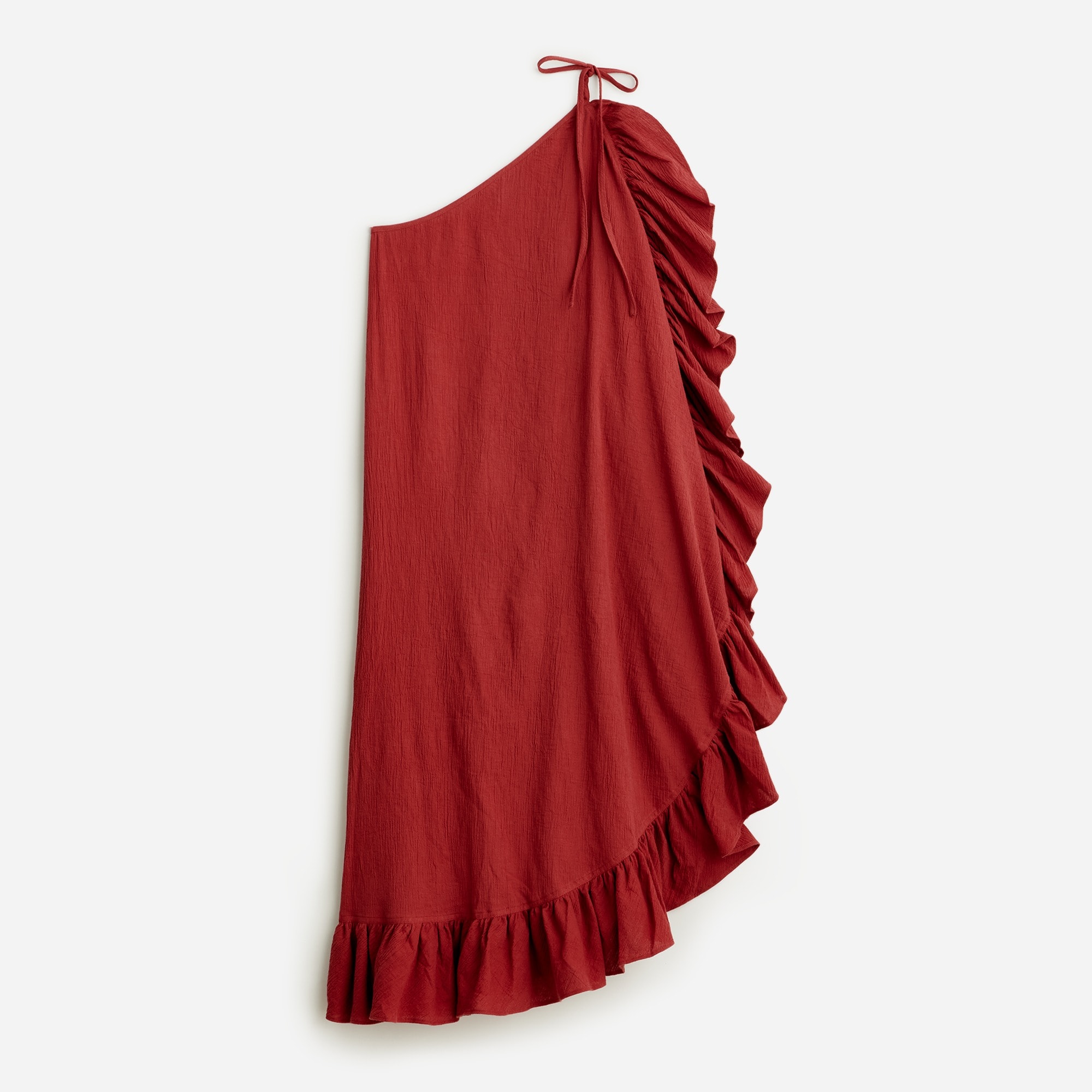  Ruffle one-shoulder cover-up dress in soft gauze